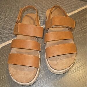 Ana Cognac Espadrille Heel Strappy Sandals 11M